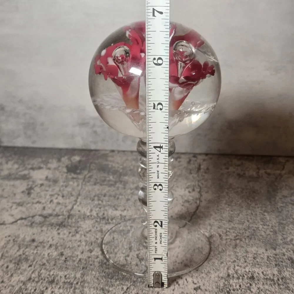 Footed Floral Paperweight on Pedestol 7